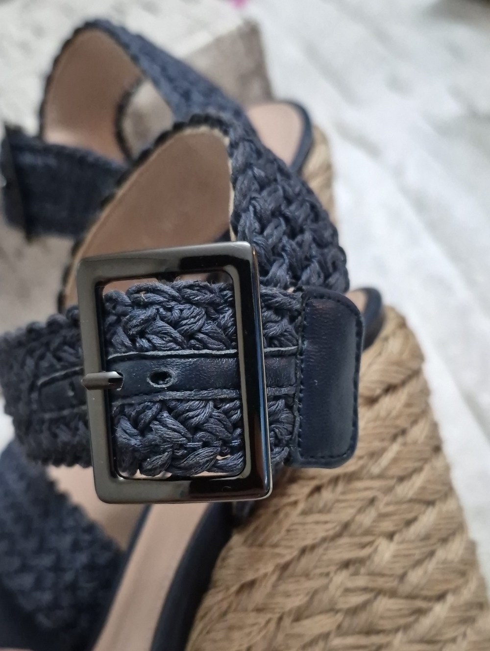 Stuart Weitzman Alexis Nice Blue Crochet Wedge Espadrille Women's Sz 6.5 $455 - Picture 13 of 13